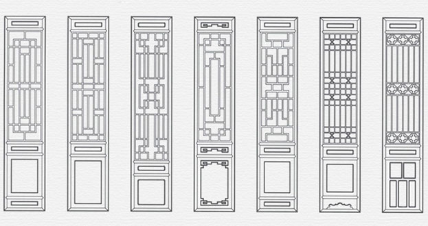 腾冲常用中式仿古花窗图案隔断设计图