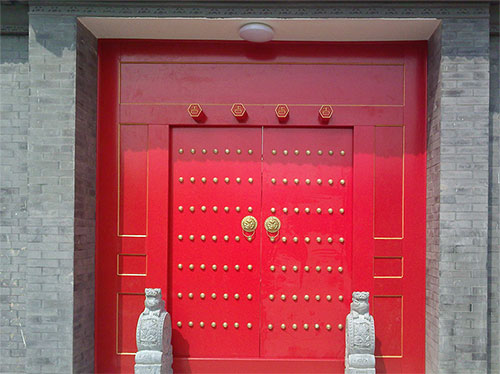 腾冲中国传统四合院系列朱红色中式木制大门木作